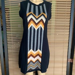 Missoni Knit Sleeveless Dress with Chevron pattern and stripes.